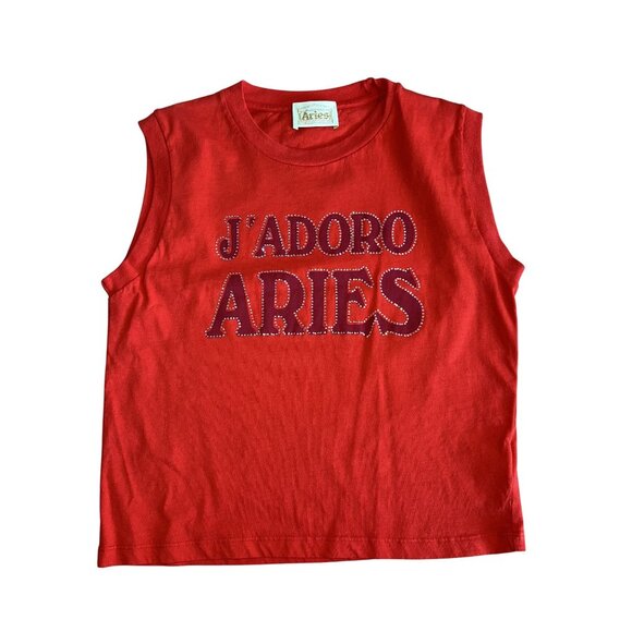 Aries J'Adoro Aries Diamente Red Shunken Vest Tank Top Women's 1 - Picture 1 of 8